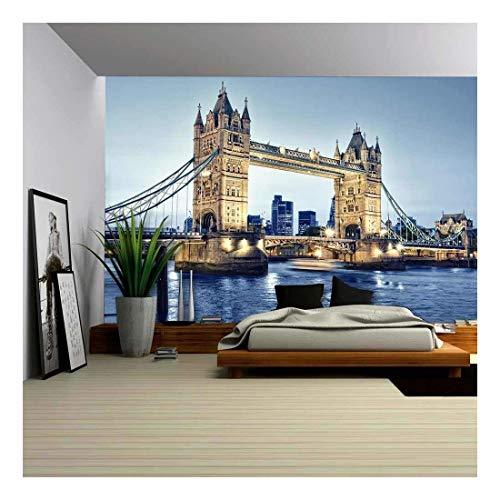 Tower Bridge at Night - Removable Wall Mural | Self-Adhesive Large Wallpaper - 100x144 inches