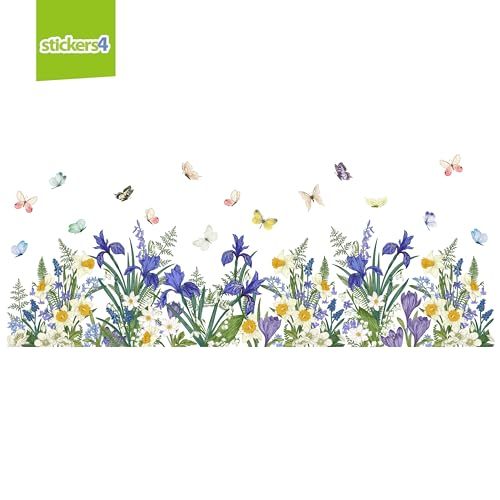 Botanical Spring Window Clings for Glass Windows - Spring Window Stickers - Window Clings Flowers for Springtime Window Clings - Butterfly Window Clings - Daffodil Window Clings