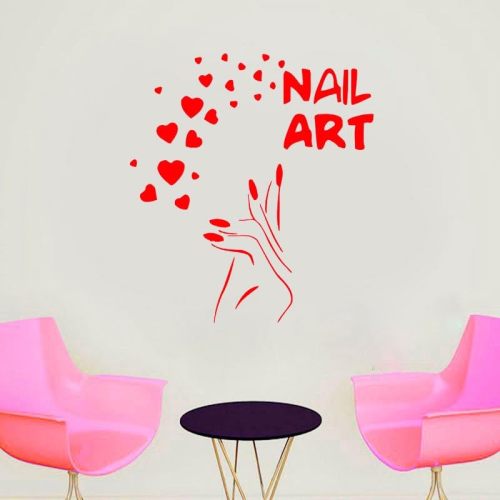 Nails Art Window Decals Love Beauty Salon Woman Hands Wall Sticker Vinyl Interior Manicure Design Decor Mural Removable A507