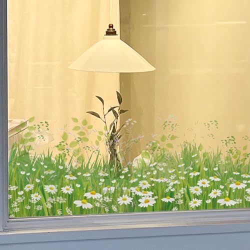 Daisy Meadow Spring Window Clings for Glass Windows - Spring Window Stickers - Window Clings Flowers for Springtime Window Clings - Butterfly Window Clings - Daffodil Window Clings