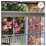 Spring Cherry Blossom Branches Window Cling Decal Stickers for Glass. 2 Piece Vibrant Large Double Sided Home Decor Decal. Flowering Spring Window Cling Decal for Glass. Made in America.