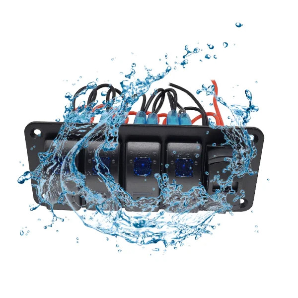 IKY  3/4/5 Gang ON Off Rocker Switch Panel with 4.2A Dual USB Charger Socket LED Digital Voltmeter Car Marine Boat LED Switch Panel