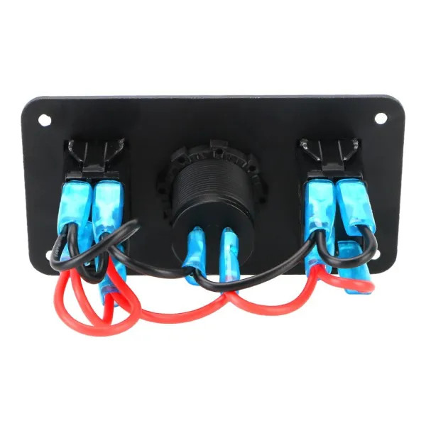 IKY Circuit Control 12-24V Socket Switch Dual USB Port for Car Marine Ship LED Rocker Switch Panel Universal Interior Parts