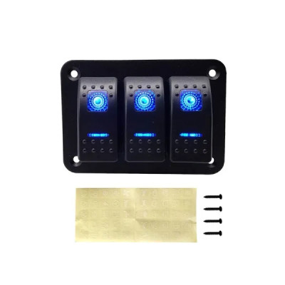 IKY  3/4/5 Gang ON Off Rocker Switch Panel with 4.2A Dual USB Charger Socket LED Digital Voltmeter Car Marine Boat LED Switch Panel