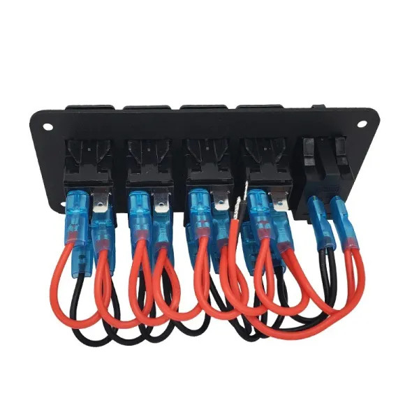 IKY  3/4/5 Gang ON Off Rocker Switch Panel with 4.2A Dual USB Charger Socket LED Digital Voltmeter Car Marine Boat LED Switch Panel