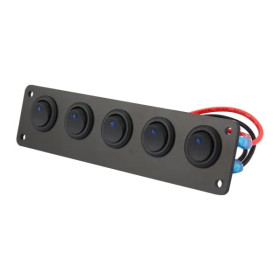 IKY 12/24 volt 5 Gang 12V Rocker Switch for Car Marine Boat Circuit Breakers Overload Protected LED Light Rocker Switch Panel Circuit
