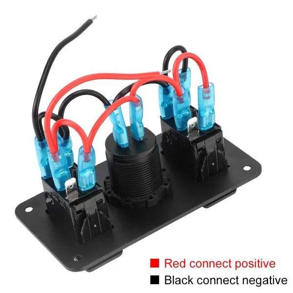 IKY Circuit Control 12-24V Socket Switch Dual USB Port for Car Marine Ship LED Rocker Switch Panel Universal Interior Parts