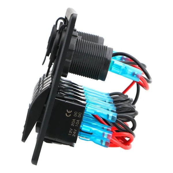 IKY 12/24 volt 4.2A Dual USB Slot Socket With Fuse 6 Gang Rocker Switch Panel Waterproof Digital Voltage Display