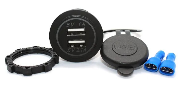 IKY Universal Car Charger USB Vehicle DC12V-32V Waterproof Dual USB Charger 2 Port Power Socket 5V 2.1A/1A