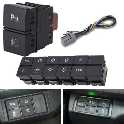 For Honda Civic Accord CR-V Dashboard Panel Control Switch Button Green LED Dual Function Push Switch Button with Wire