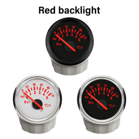 IKY Waterproof 52mm Oil Pressure Gauge and Sensor Working Volt 9-32V with Red Backlight for Motorcycle Auto Boat