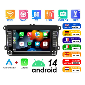 IKY 7  Android 14 4G+64G Apple Carplay Car Stereo GPS NAVI WIFI RDS FM BT for VW Golf 5 6 Passat Polo Touran Tiguan Caddy EOS