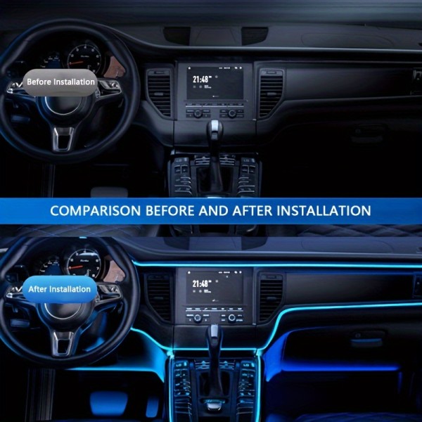 IKY Flexible EL Wire Lights With App Control Ambient Atmosphere Strip Light Decorative Lamps 12V Car Interior Neon RGB Led Strip