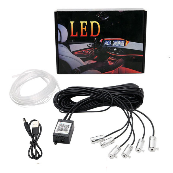 IKY Flexible EL Wire Lights With App Control Ambient Atmosphere Strip Light Decorative Lamps 12V Car Interior Neon RGB Led Strip