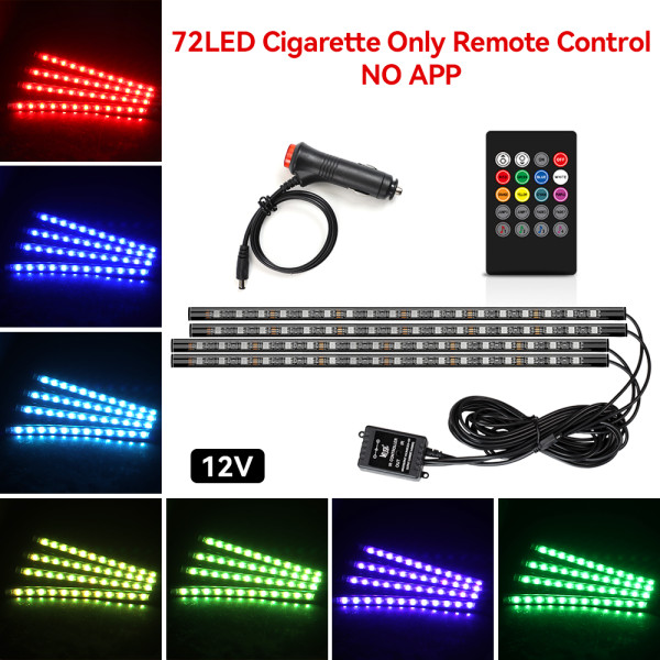 IKY Car Interior Light Ambient Light with USB Cigarette Decorative Lamps RGB Car Footwell Light with Remote/Voice Control