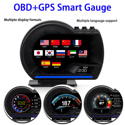 IKY OBD2 + GPS HUD Car OBD Head Up Display HUD Multi-Function Instrument Cluster MEMS Slope Meter Ambient Lighting