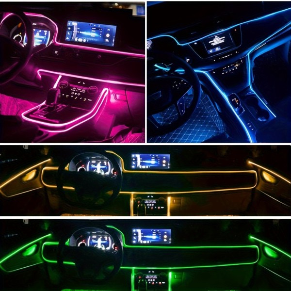 IKY Flexible EL Wire Lights With App Control Ambient Atmosphere Strip Light Decorative Lamps 12V Car Interior Neon RGB Led Strip