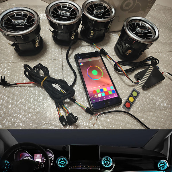 IKY Car LED Front Dashboard Air Condition Vent Outlet Turbo Interior For Mercedes Benz V Class EQV Vito Viano Valente Metris W447