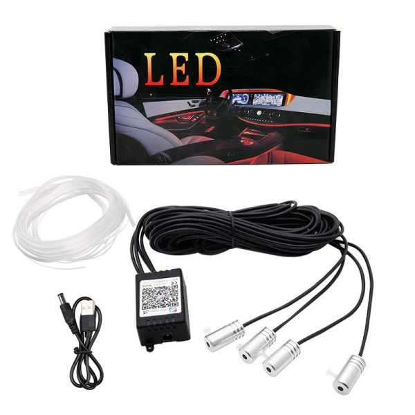 IKY Flexible EL Wire Lights With App Control Ambient Atmosphere Strip Light Decorative Lamps 12V Car Interior Neon RGB Led Strip