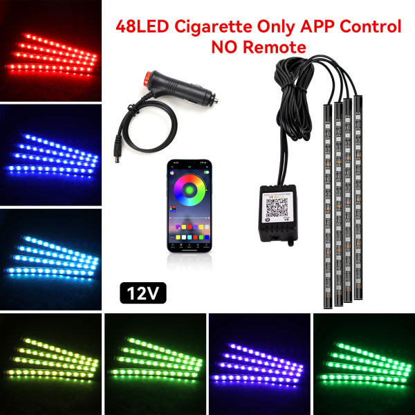 IKY Car Interior Light Ambient Light with USB Cigarette Decorative Lamps RGB Car Footwell Light with Remote/Voice Control