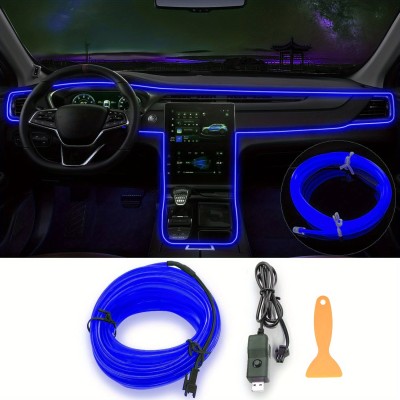 IKY New Interior Car LED Strip Lights, 196.85inch USB Neon Ambient Lighting Kits with Switch for Car Inside Decorations No Noise