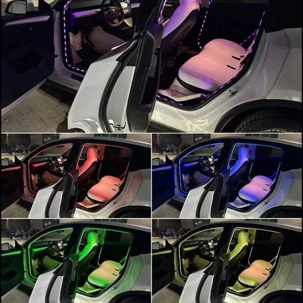 IKY RGB LED Car Ambient Light Strip, 64-Color Music Sync Interior Door Frame Lights, Bluetooth/App/Remote Control, 8 Modes, 3.5M/4M