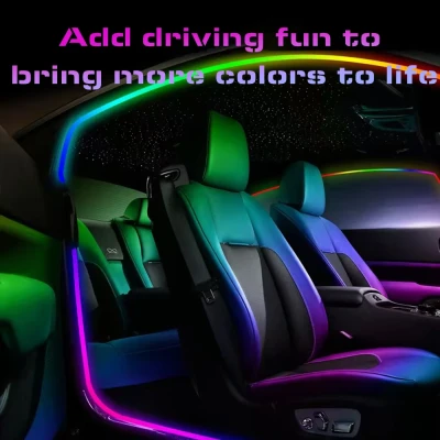 IKY RGB LED Car Ambient Light Strip, 64-Color Music Sync Interior Door Frame Lights, Bluetooth/App/Remote Control, 8 Modes, 3.5M/4M