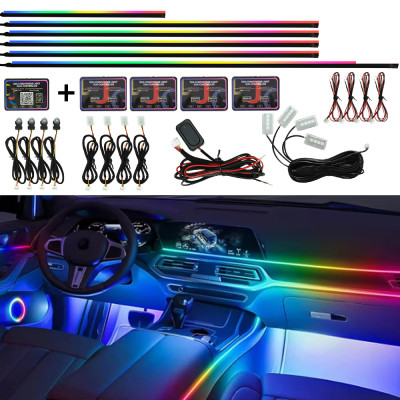 IKY 6/10/18 in 1 Led Car Ambient Lights RGB 213 64 Color Symphony Acrylic APP Control Streamer Interior Rainbow Atmosphere Lamp Kit