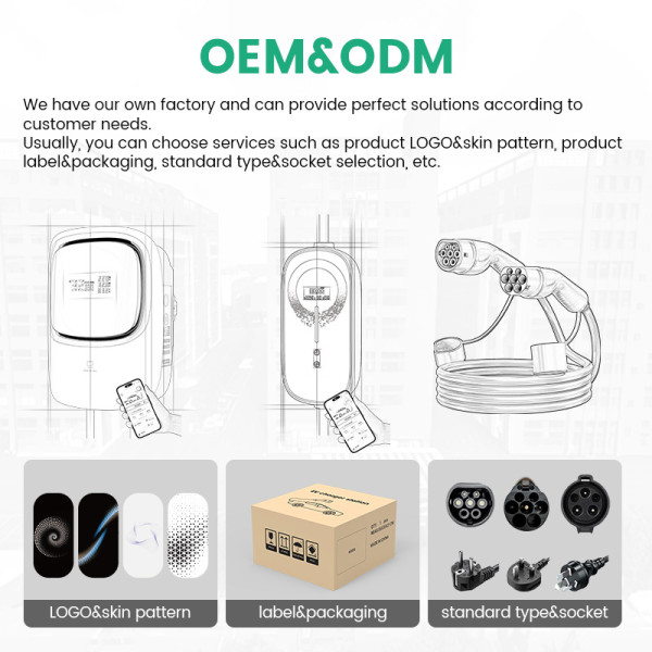 IKY European Standard Charging Pile 16/32A EV Charger Type2 Wall Mounted APP Home OCP