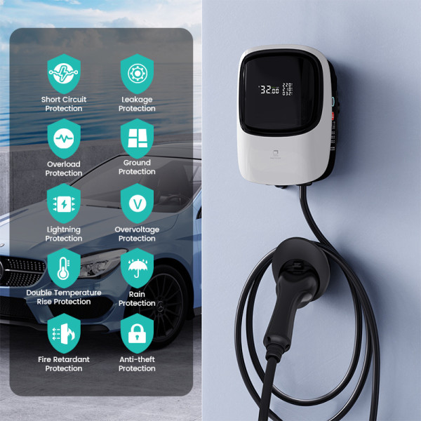 IKY European Standard Charging Pile 16/32A EV Charger Type2 Wall Mounted APP Home OCP