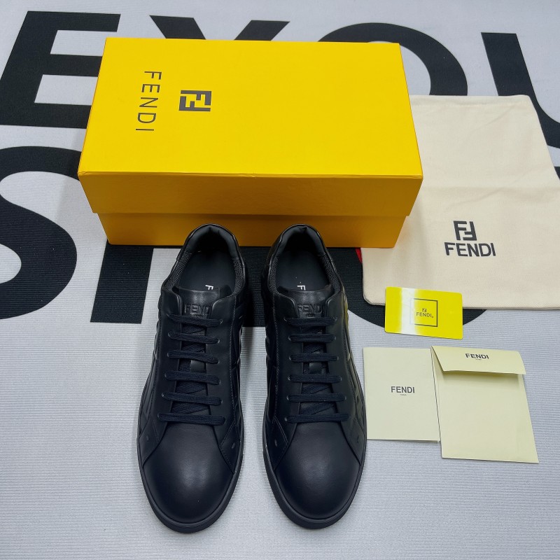 Fendi Leather Low Top Triple Black(Male)-024