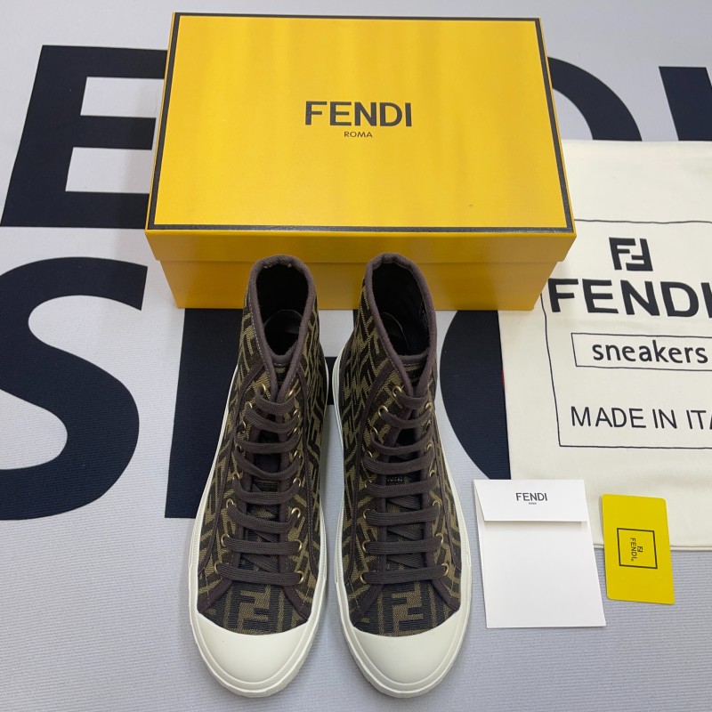 Fendi Domino FF Jacquard Fabric High-Tops(Unisex)-053