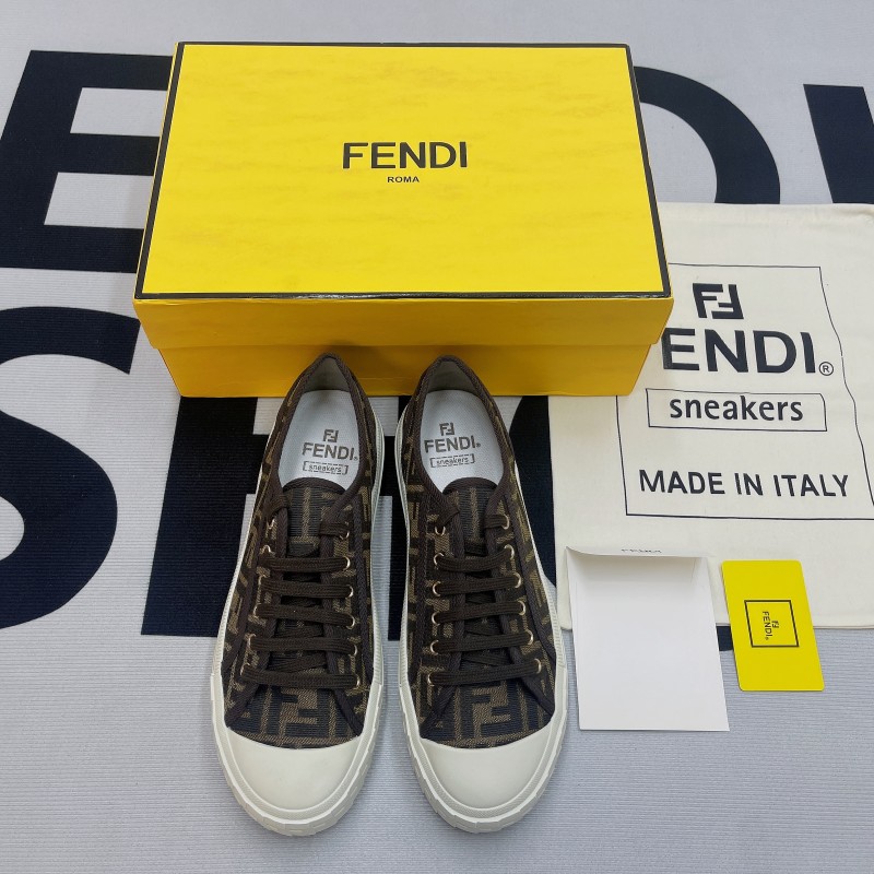 Fendi Domino FF jacquard fabric low-tops(Unisex)-053