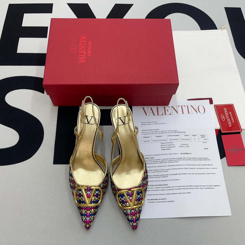 VLOGO Signature Slingback Pump in Woven Metallic Nappa(Female)