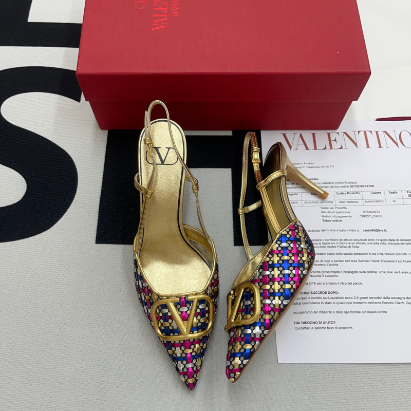 VLOGO Signature Slingback Pump in Woven Metallic Nappa(Female)