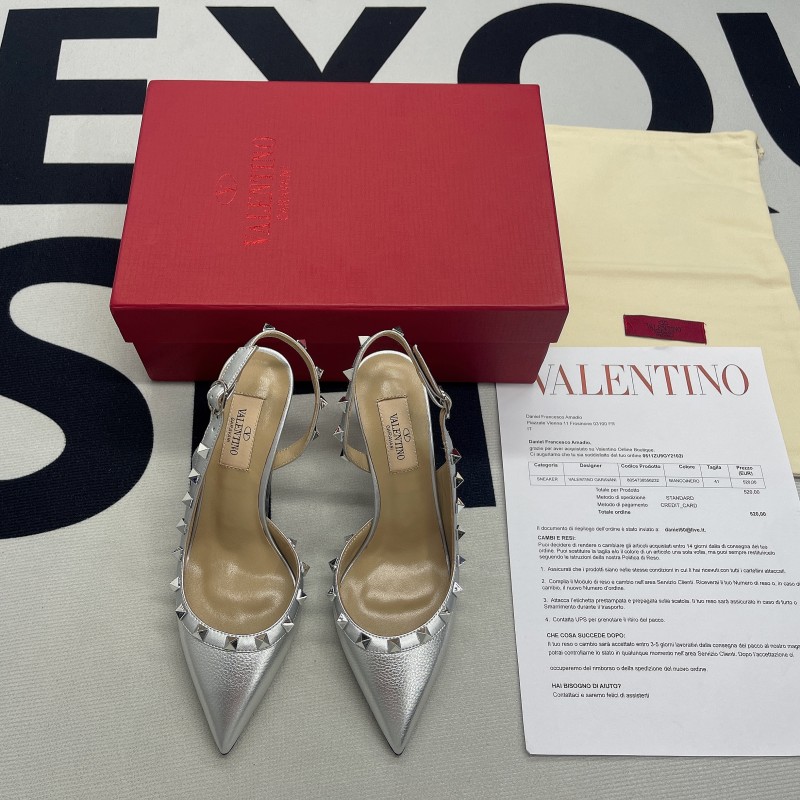 Rockstud Bow Slingback Leather Pump(Female)