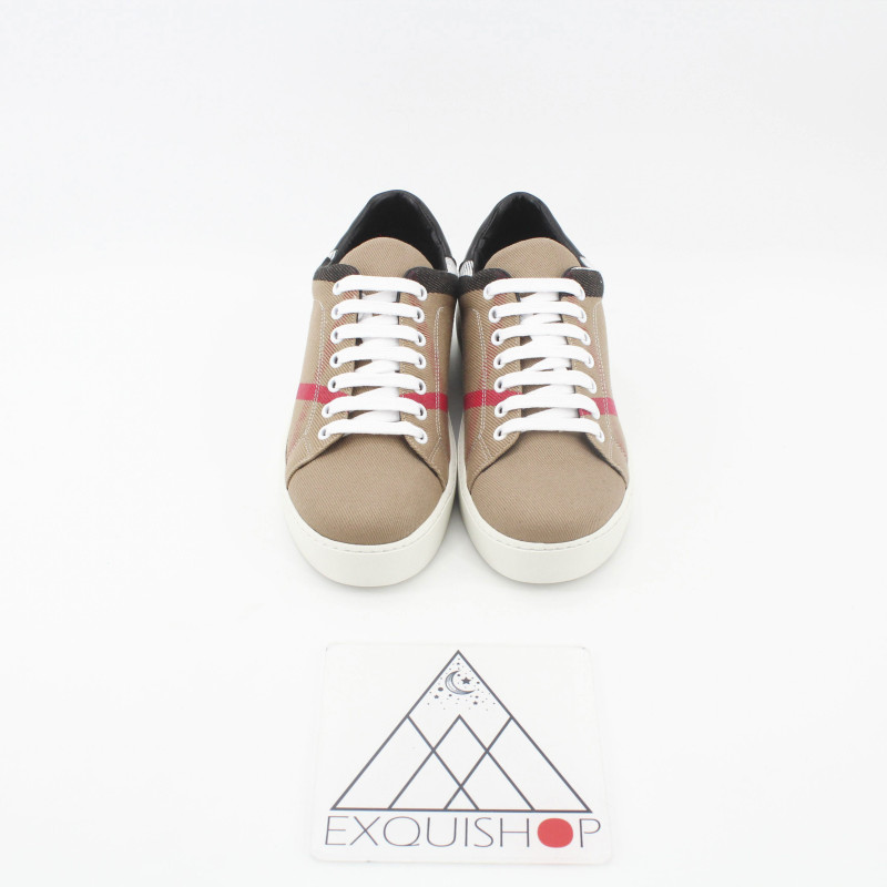 House Check and Leather Sneaker(Unisex)-003