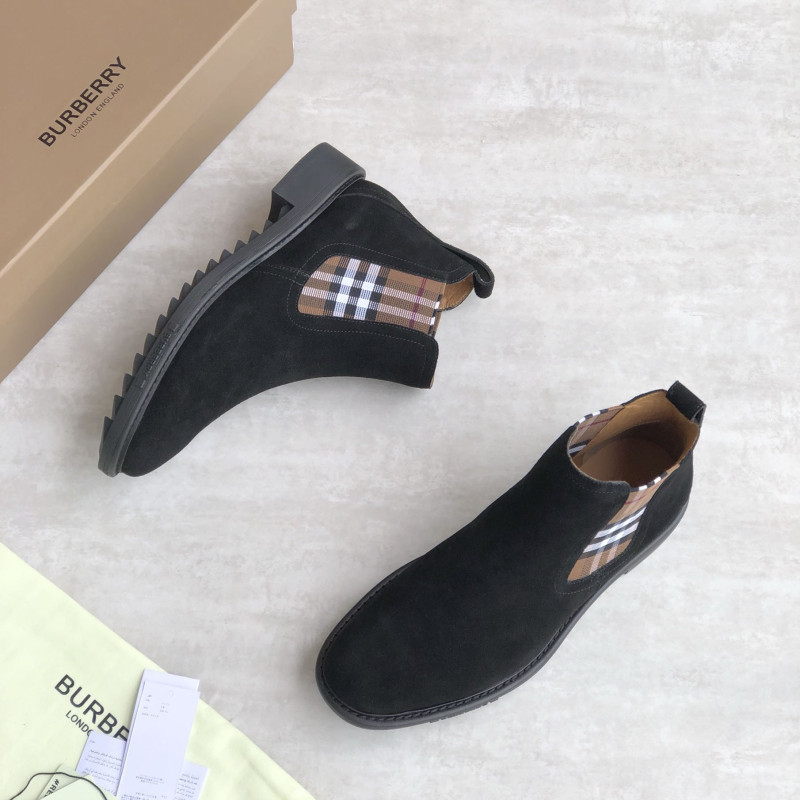 Vintage Check Detail Suede Chelsea Boot(Male)-084