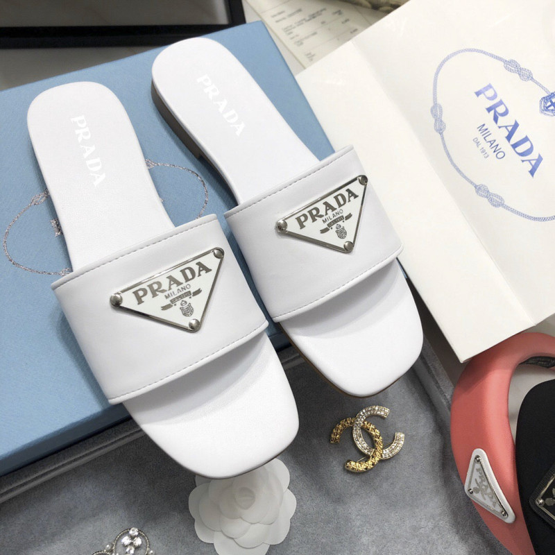 Prada Logo Slide Sandals(Female)