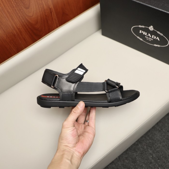 Sporty Leather and Re-Nylon Tape Sandals(Male)