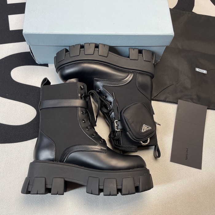 Monolith Leather and Re-Nylon Boots with Pouch(Unisex)