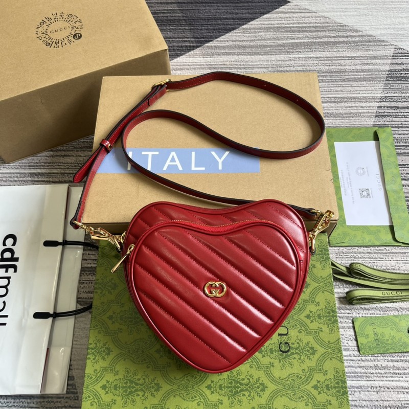 Interlocking G Mini Heart Shoulder Bag(20*17.5*6.5cm)-006