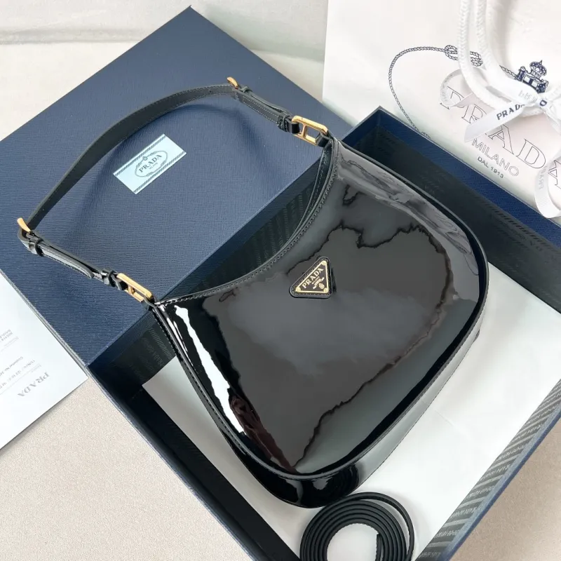 Prada Cleo Patent Leather Bag(22*18.5*4.5cm)-088