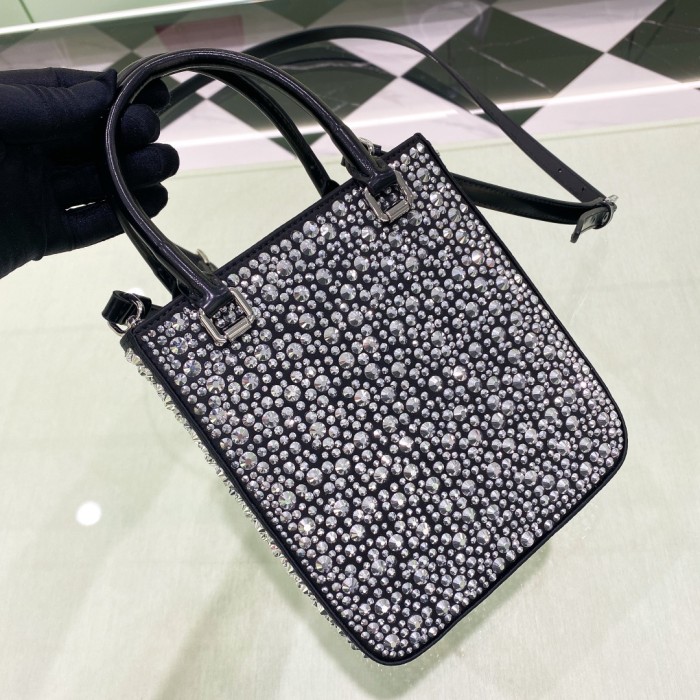 Small Satin Tote Bag with Crystals(17*15*5cm)-087