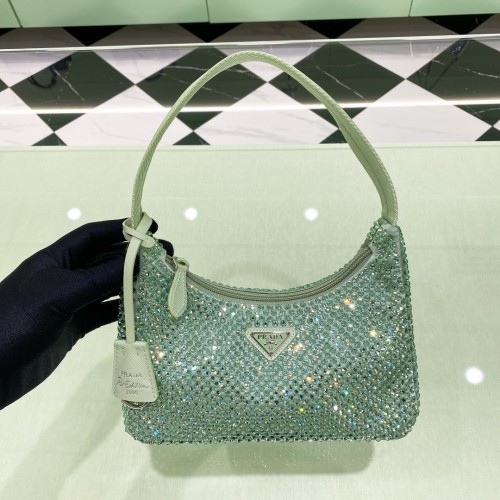 Prada Re-Edition 2000 Satin Mini-Bag with Crystals(22*17*6cm)-005