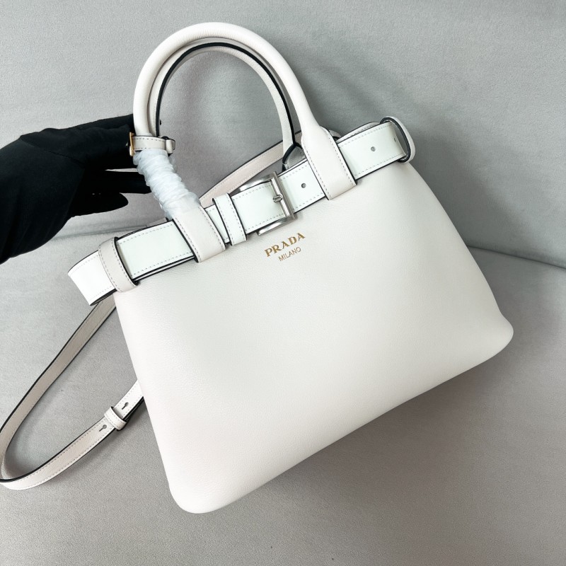 Prada Buckle Medium Leather Handbag with Belt(32*23*11cm)-0821