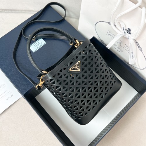 Prada Panier Leather Mini-Bag with Cut-Out Motif(18*17*10cm)-0021