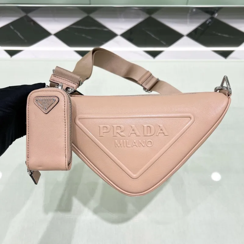 Prada Triangle Leather Shoulder Bag(26*14*12cm)-089