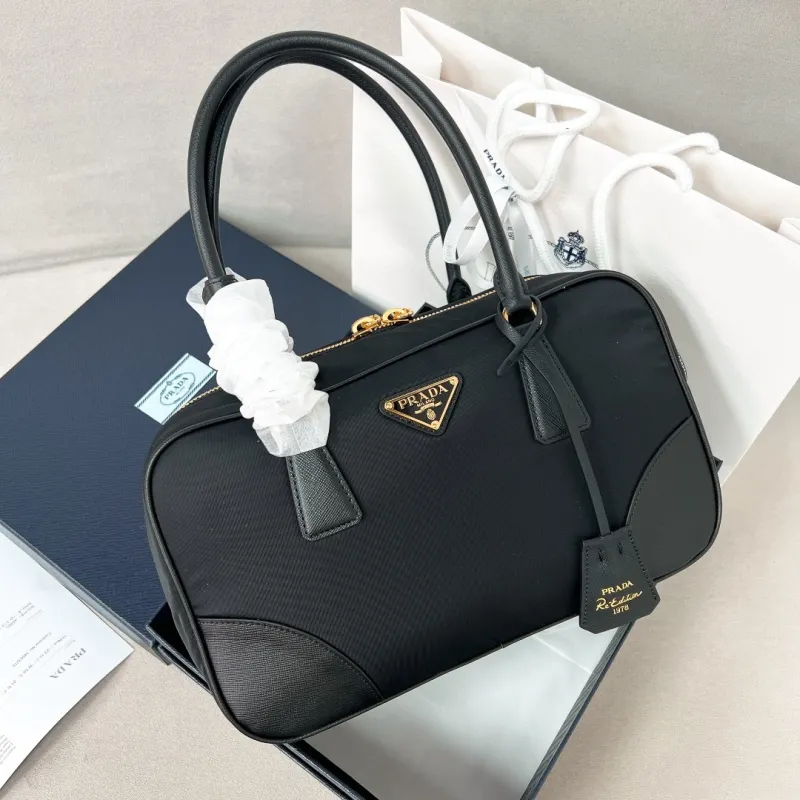 Prada Re-Edition 1978 Medium Re-Nylon and Saffiano Leather Two-Handle Bag(30*17*9cm)-089
