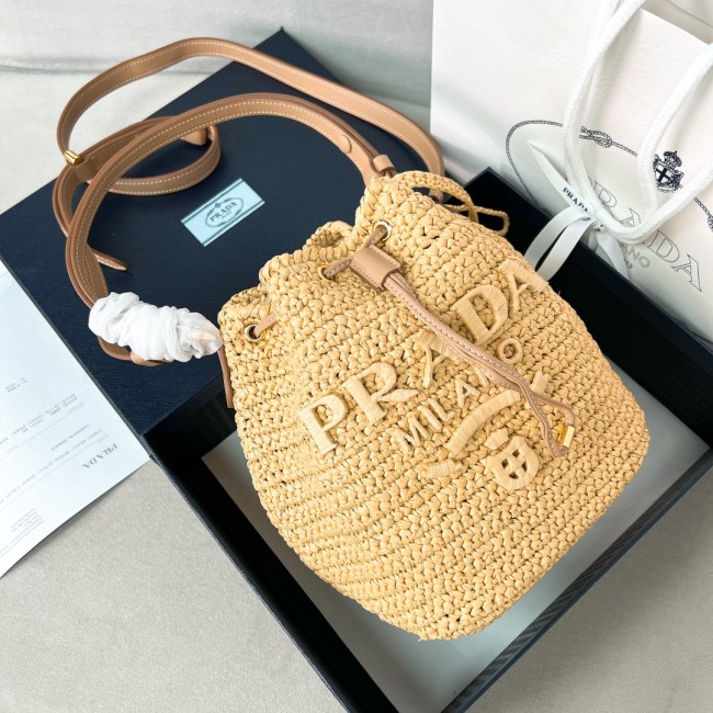 Crochet and Leather Mini-Bucket Bag(19*15*10cm)-0811